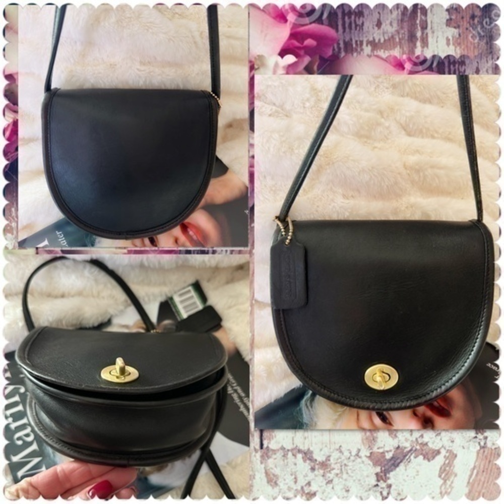 VINTAGE COACH BLACK LEATHER CROSSBODY MINI BAG 9825 - Picture 11 of 17
